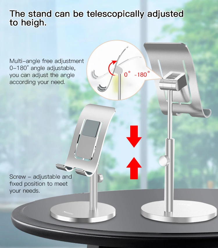 Yesido Aluminium Alloy Table Desk Tablet Stand Angle Hight Adjustable Desktop Cell Phone Holder