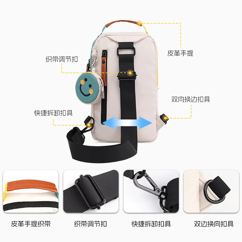 TINYAT Nieuwe Smiley Borstzak Groothandel Casuale Schoudertas Koppel Street Fashion Sport Crossbody Tas