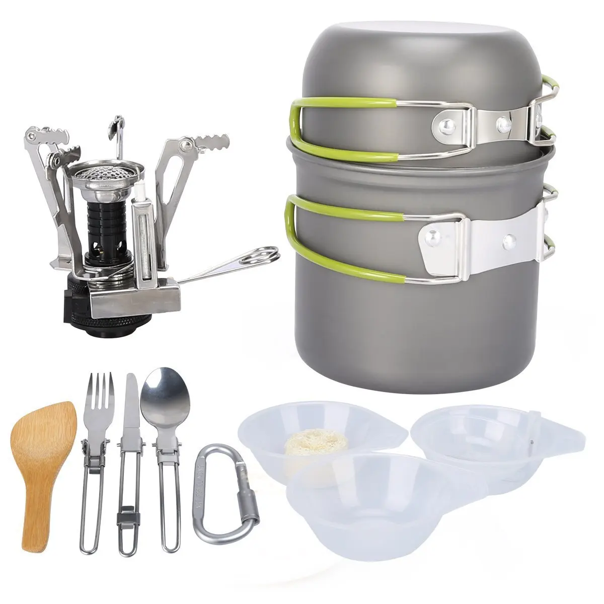 11 piezas kit de camping utensilios de cocina Mess kit con topfherden para camping 