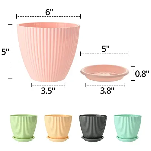 Colorful  Balcony Decorating Bamboo Fiber Flower Plant Pots for Garden Outdoor and Indoor