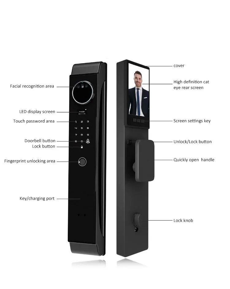 Wi-Fi Face Recognition Smart Door Lock With Camera, Two Way Talk ...
