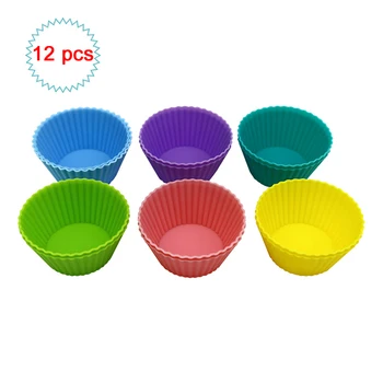 Nonstick Muffin Molds Silicone Cupcake Liners 12Pcs Reusable Silicone Baking Cups