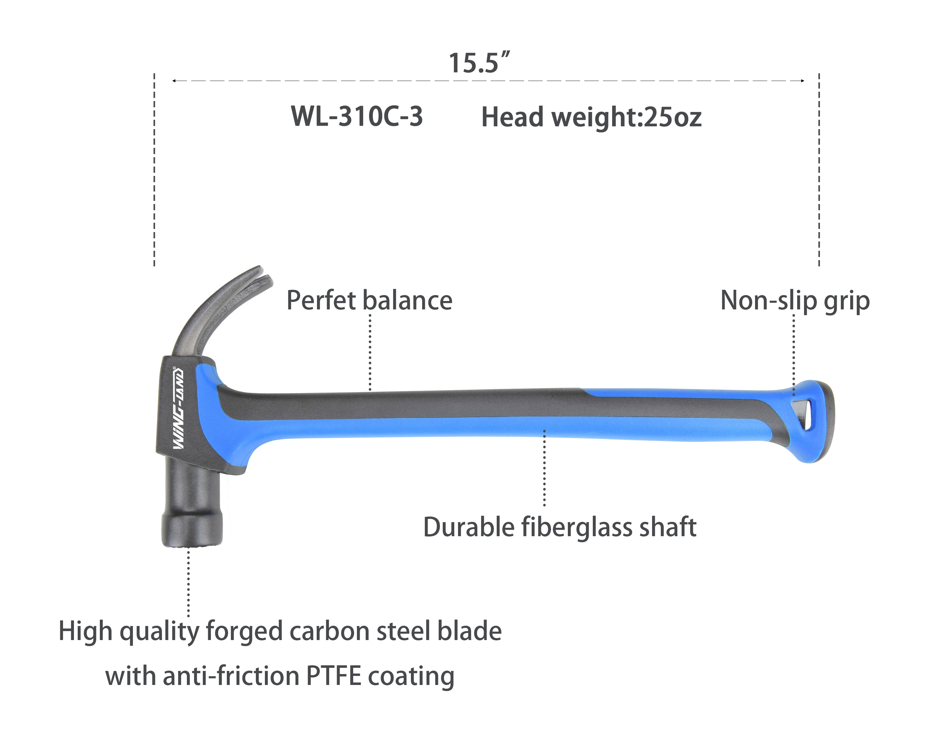 25oz Fiberglass Handle Framing Hammer Tool Marteau Martillo
