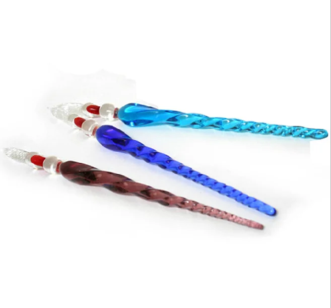 Business Office Dip  Signature Pen Good Quality Bamboo Shape Design Dip Glass Pen Clearing Crystal Pen
