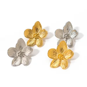 MW Dingran 18K Gold-Plated Stainless Steel Earrings: Fashion Engraved Flower Design  Elegant Jewelry