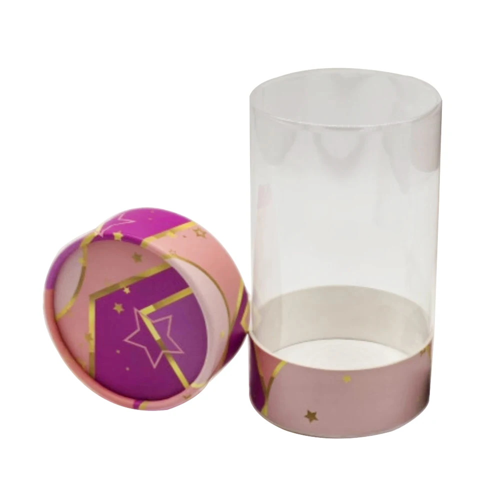 Custom Printing Paper Tube Box Clear Plastic Window Cylinder Packaging Container Tube Box