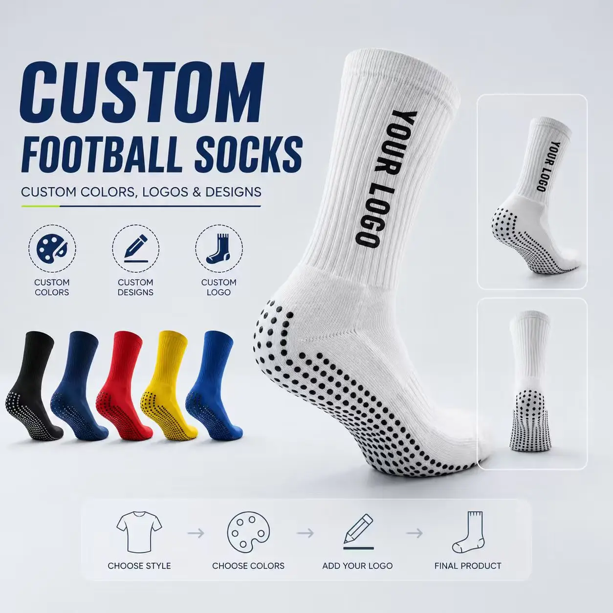Custom Football Grip Socks view 2