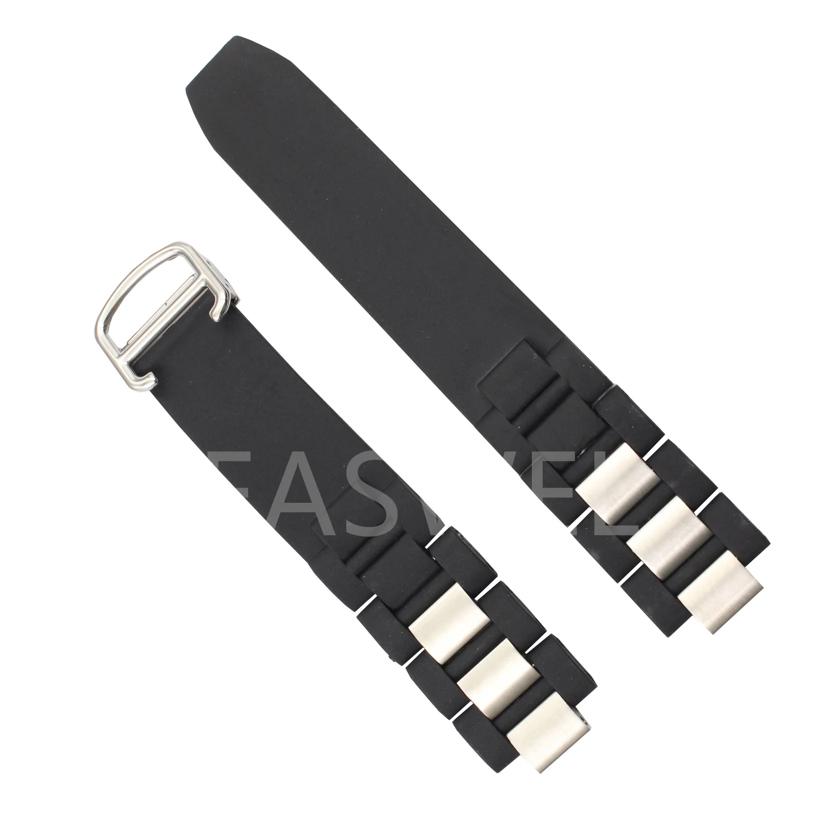 20mm*10mm Black Rubber Wrist Watch Band Strap For 21 Chronoscaph - Buy ...