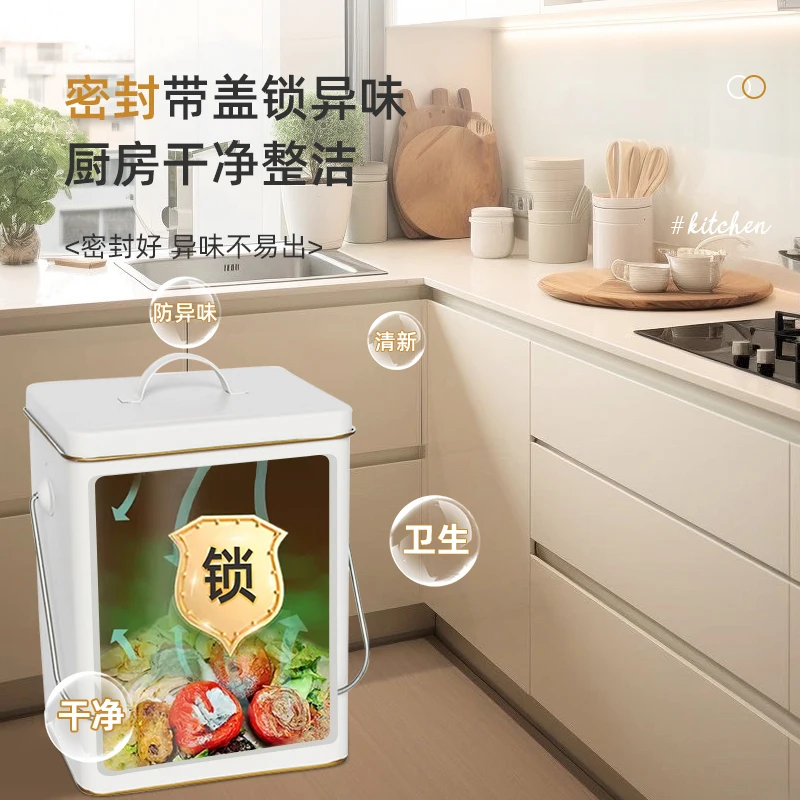 Family Garden Compost Storage Bucket Onion Cheese Trash Can Galvanized Iron Metal Food Compost Bin With Lid