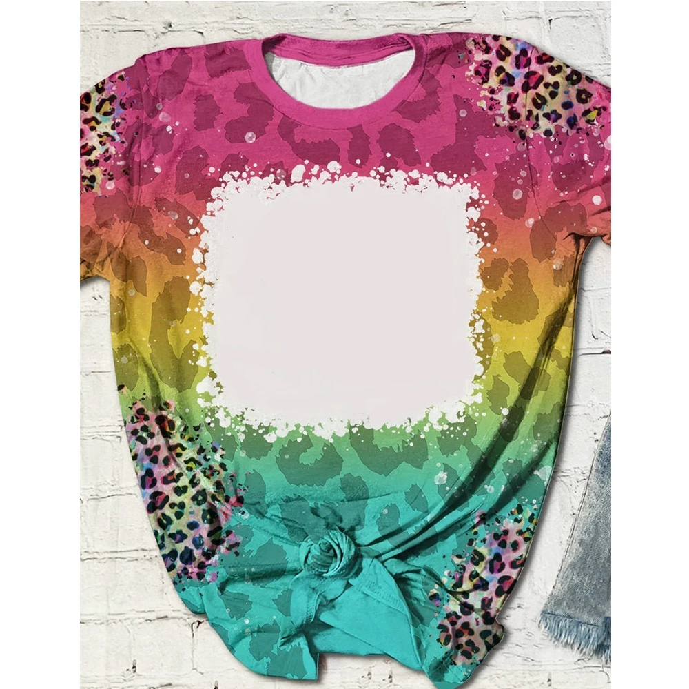 Bleached Sublimation Shirts Blanks T Shirt 100 Polyester Bleached Tye Dye T Shirts Faux Bleach 0252