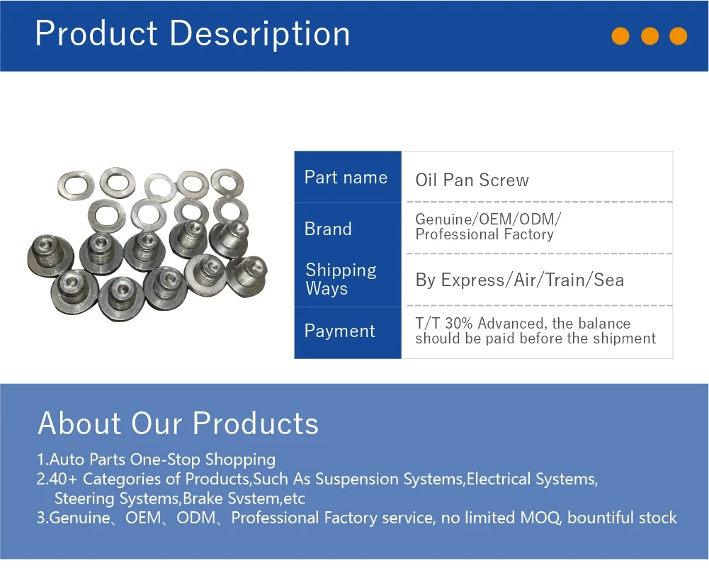 Sump Plug Oil Drain Plug Automobile Oil Pan Screws For Toyota Yaris