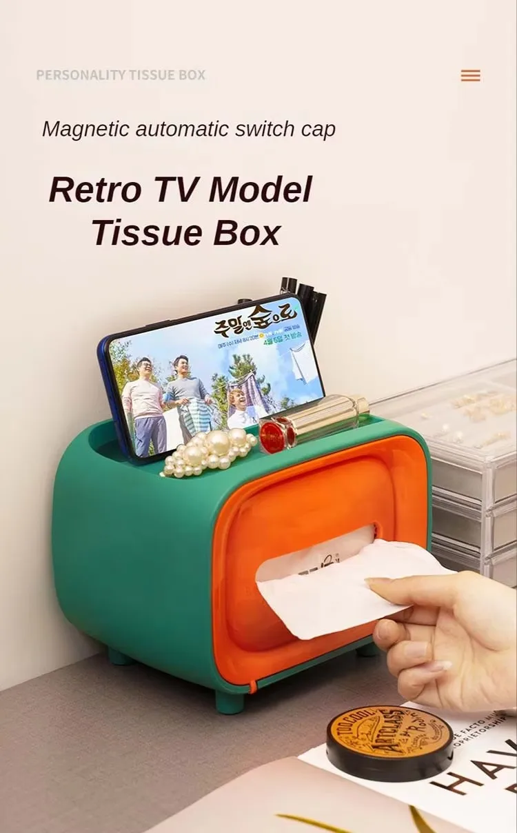 Modern Household Desktop Facial Tissue Box TV Tissue Paper Box Holder with Stylish Decoration for Home Use supplier