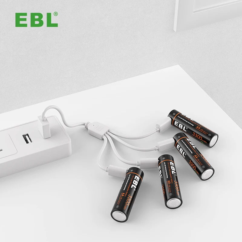 EBL Fast Charge Micro Usb 1.5V Li-Ion Lithium AA 1600mAh Rechargeable Battery For Mp3/Camera