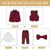 Pantaloni gilet giacca bordeaux 9122-camicia-papillon tasca rosso-nero