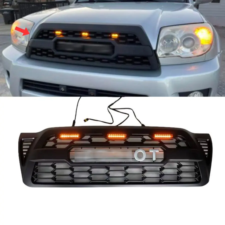 TIYPEOR LED Grille for Toyota Tacoma 2005 - 2011 Front Center Update Grille LED Light Grille Body Kit Auto Modified Accessories