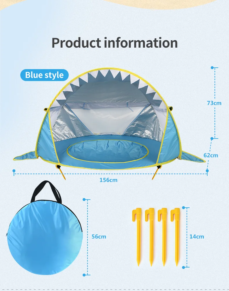 Baby Beach Tent Uv-protecting Sunshelter With a Pool Baby Kids Beach Tent Pop up Portable Shade Pool UV Protection Sun Shelter