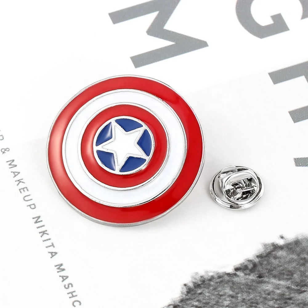 Captain America Shield Logo Gold Plated Clutch Pin Badge 