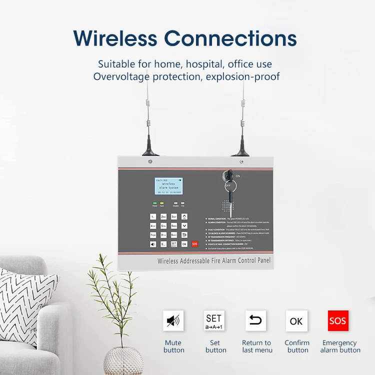 Wireless Addressable Fire Alarm System Wireless Addressable Fire Alarm Control Panel with Factory Price