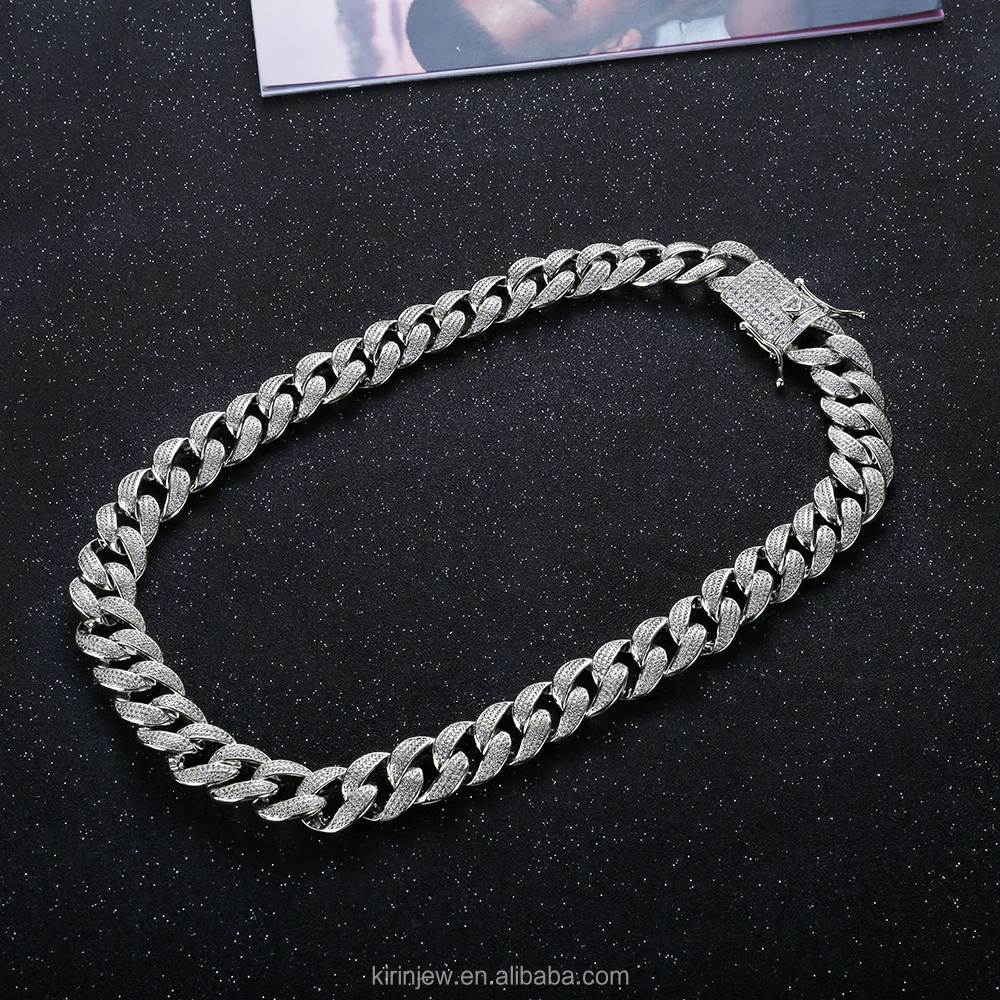 Hot Sale Cuba Chain chain Diamond Kolye Fashion Trend Hip Hop Kolye Erkek 925 Sterling Silver Erkek Kolye