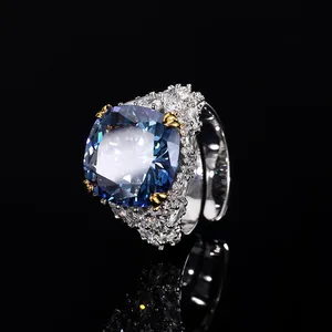 Collection Gold Plated Copper Zircon Retro Fat Square Ring for Women
