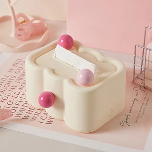 Cream Tissue Box Wall-Mounted Plastic French Cloud Storage High-Value Home Napkin Holder Living Room Bathroom
