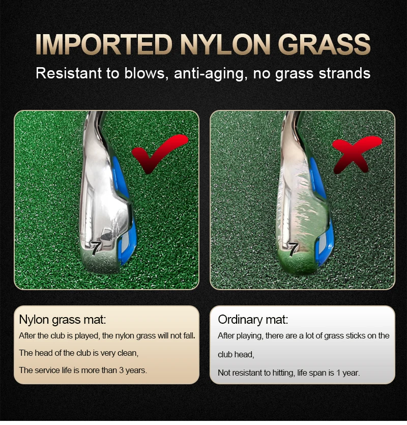 Newest 22 Mm Nylon Grass Golf Golf Simulator Mat Training Aids Driving