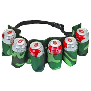 Durable Polyester 6-Can Cooler Belt Beer Holder and Holster Convenient Cooler Box