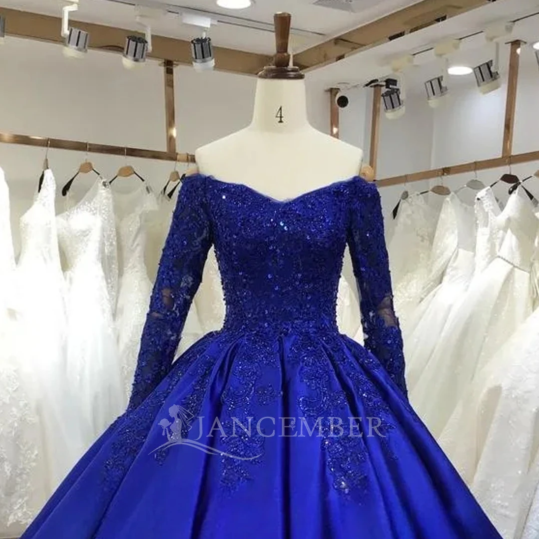 Jancember BH51 Unique Royal Blue Satin Evening Ball Gown Party Formal Dress Jancember BH51 Unique Royal Blue Satin Evening Ball Gown Party Formal Dress