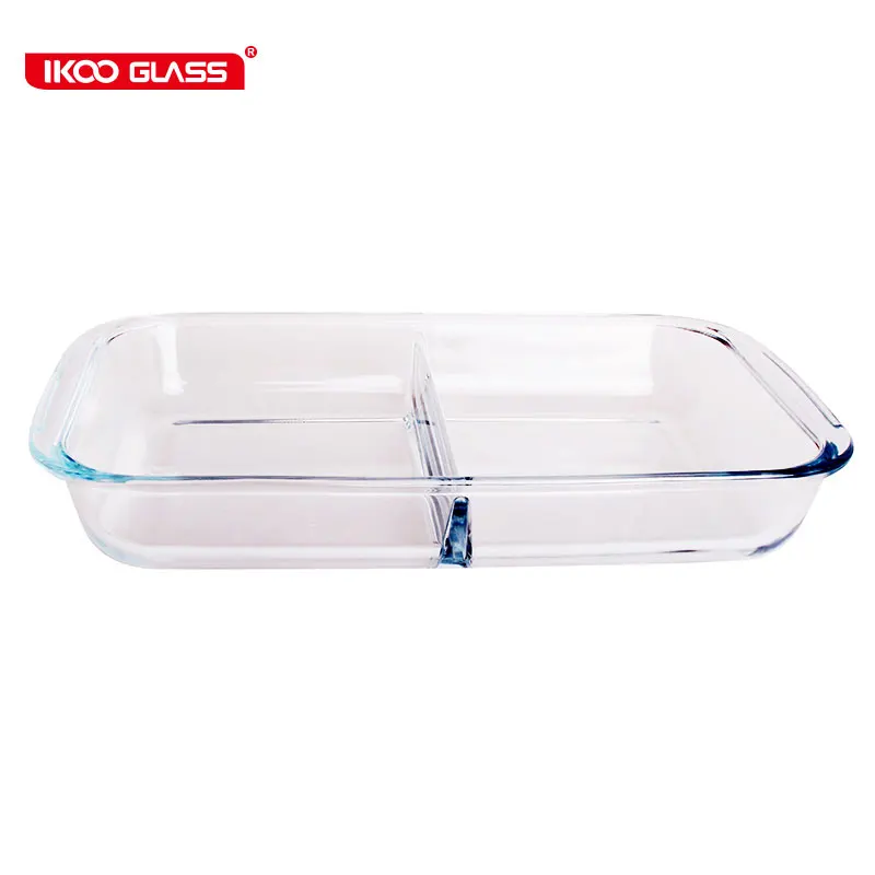 Borosilicate Glass Casserole Dish with Divider - Pack of 2