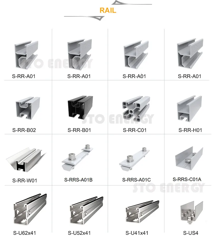 Hot Sales Solar Panel Mounting Structure Rail Aluminum Rail for Solar Roof Installation