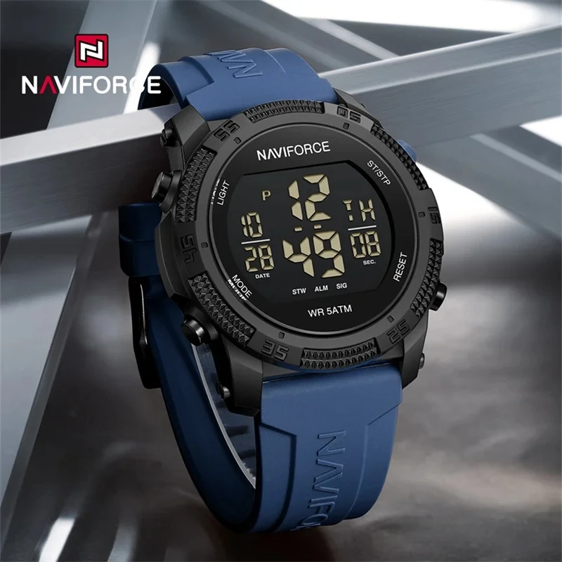NAVIFORCE NF7104 Reloj digital LCD unisex Correa de silicona Caja