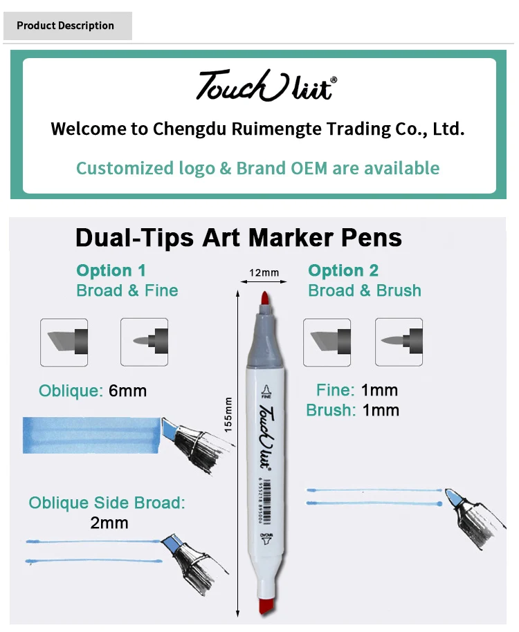 Dual Tip 80 Pen Eternal Paint Set Color Brush Washable Alcohol Marker
