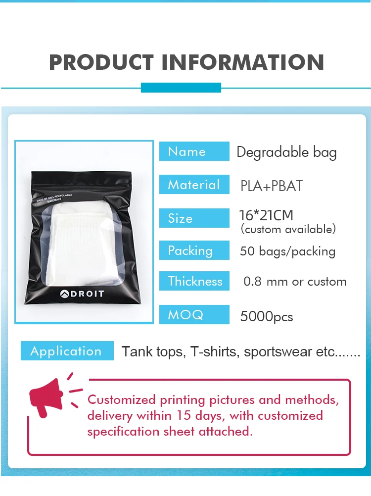 Custom Logo Printing Zip Ziplock Clothes Garment Packaging Bags With