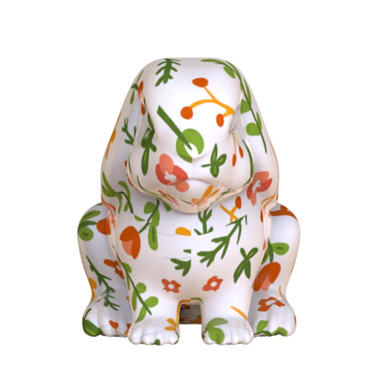 Til salg: Glasureret harpiksholdig keramisk påskekanin, personliggjort 3D-porcelænsdekoration til bordtoppen, miljøvenlig