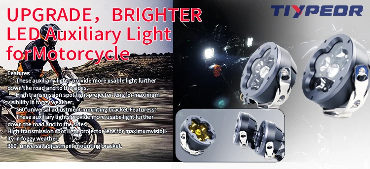 TIYPEOR Super Bright High Power Headlamp Auxiliary Headlight CNC Aluminum Daytime Running Light for Off-road Motorcycle ATV SUV factory