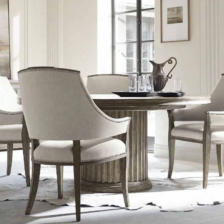 Custom-made French Style Dining Room Furniture Oak Wooden Extendable Round Dining Table