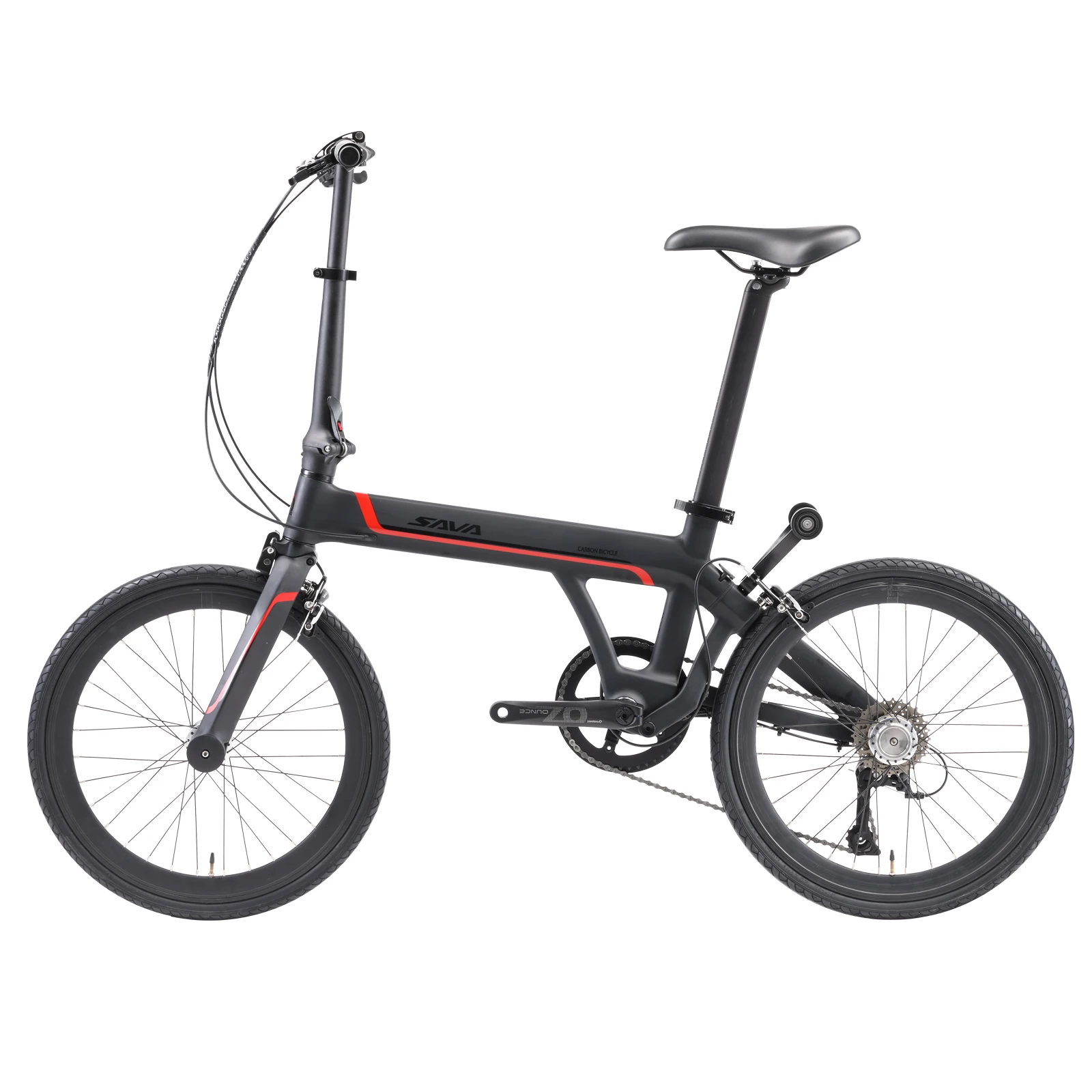 SAVA High Quality 20 Inch Speed Carbon Fiber Folding Bicycle Rear Single  Arm Mini Fold Bike Disc Brake Shimanos Foldable Bikes