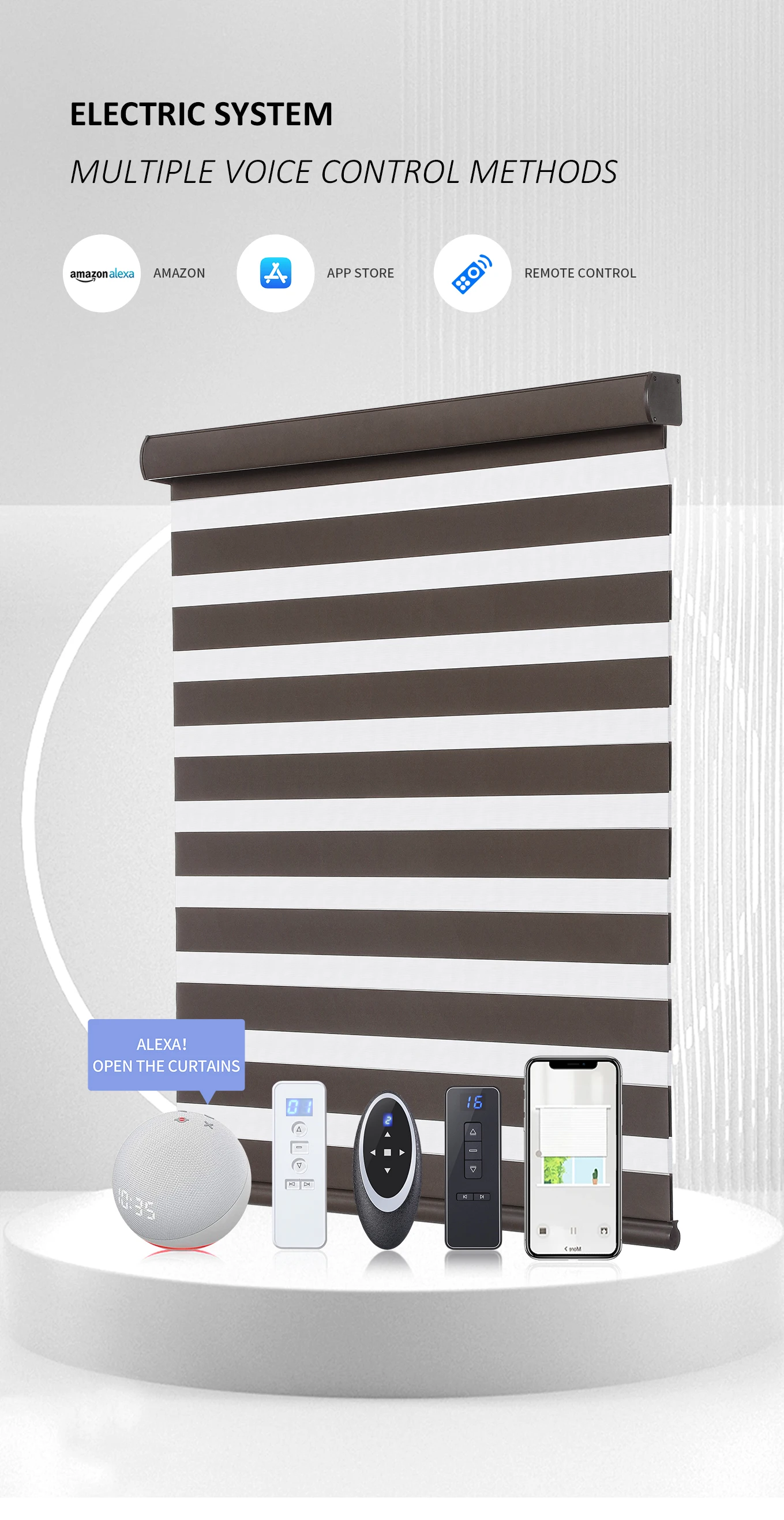 Wholesale Ready Made Factory Blackout Electric Shades Motorized Zebra