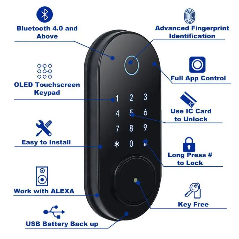 TTLOCK Automatic Smart Door Lock Pro Biometric Fingerprint Security Smart Lock Work
