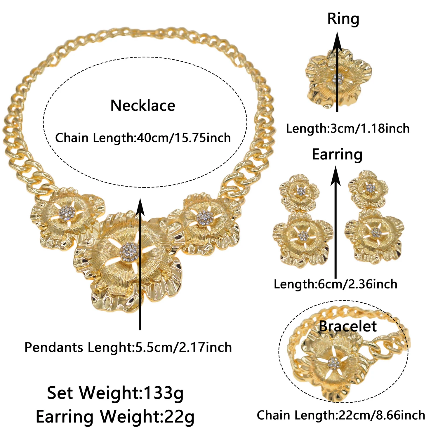 Shop 2024 Cheap Fashion Jewellery Gold African Dubai Set