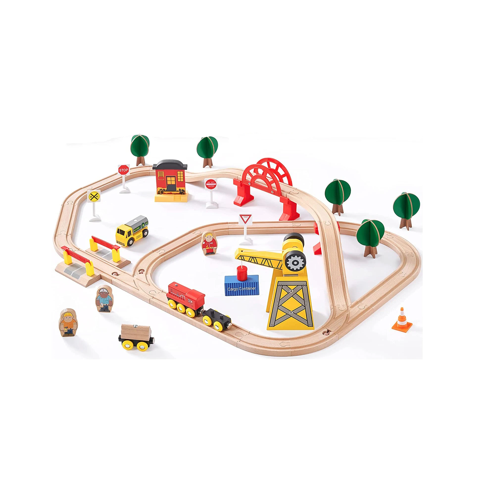 Eco-friendly Naturally Wooden Battery Operated Railway Train Track ...