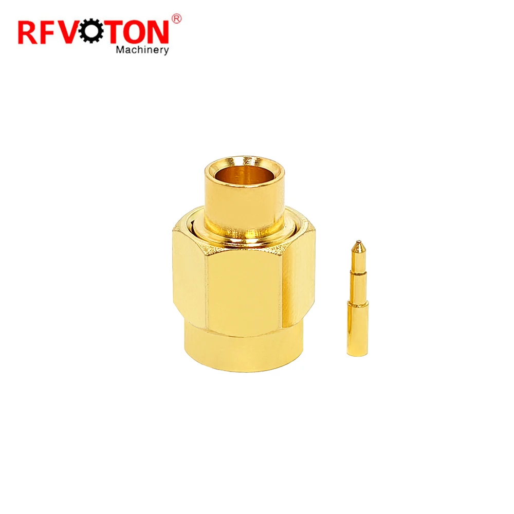 Gold Plated Coaxial RG402 Connector SMA Male Crimp Connector Welding for RG402 Cable