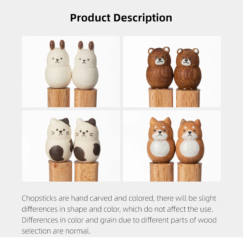 Wholesale SHIMOYAMA Animal Design Japanese Wooden Chopstick Set