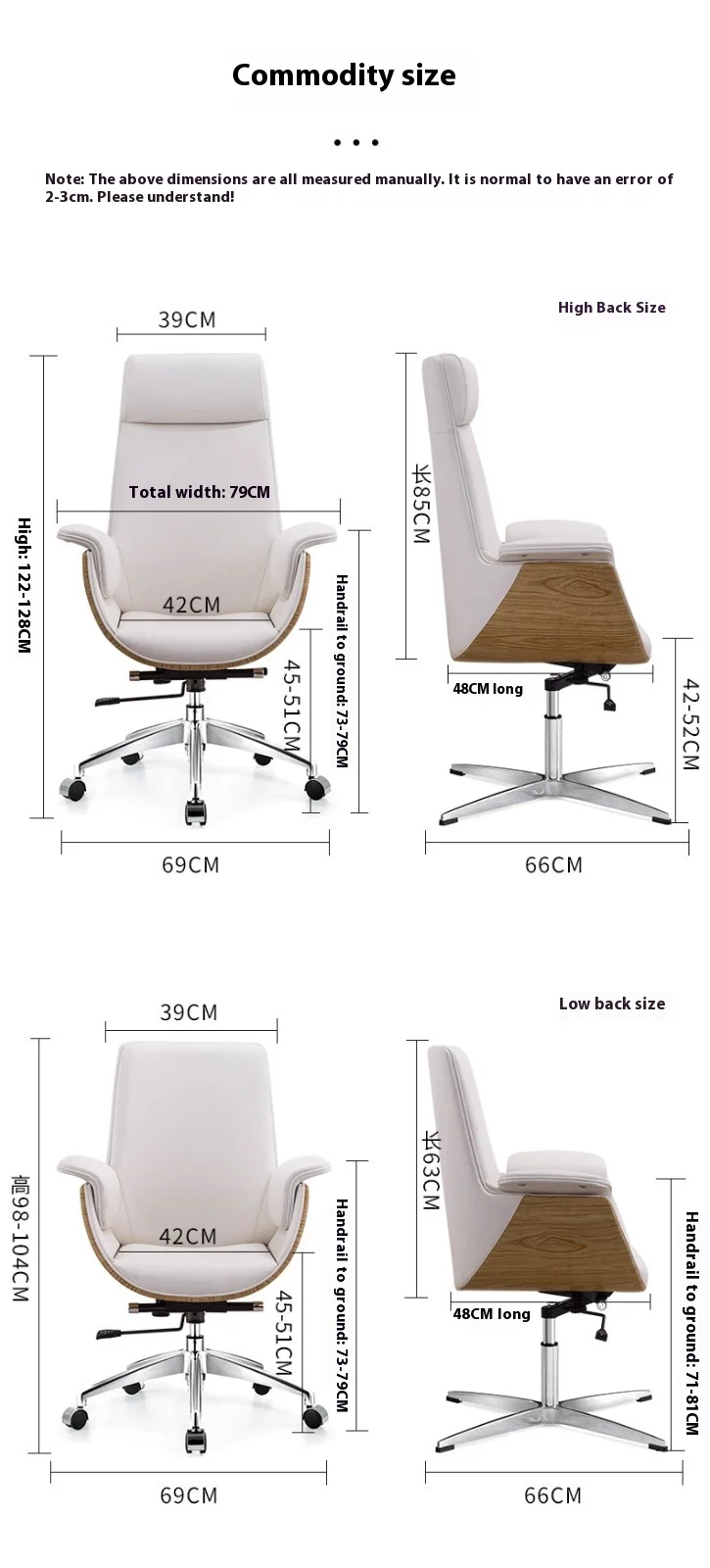 Modern High Back Solid Wood Executive Office Chair Adjustable Height Comfortable Breathable Design Swivel Reclining Villa