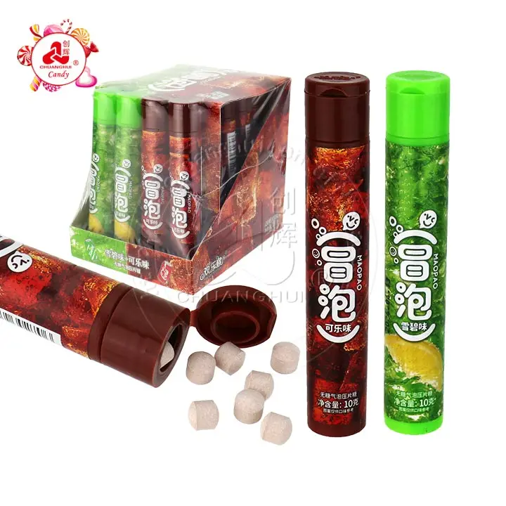 Supply High quality cola ,lime flavor bubble soda pressed