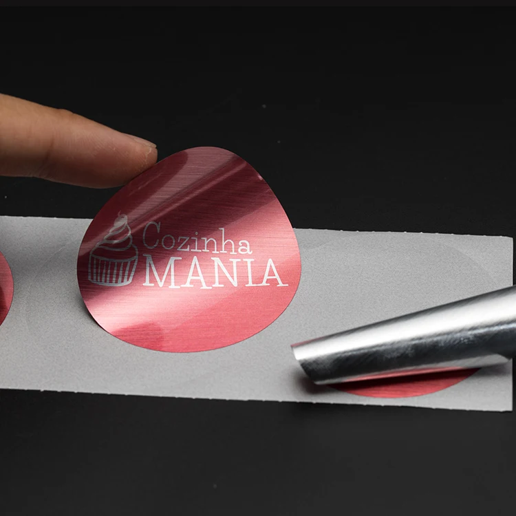product custom small round logo brushed silver glossy vinyl sticker labels print personalizados waterproof adhesive stickers sheet-4