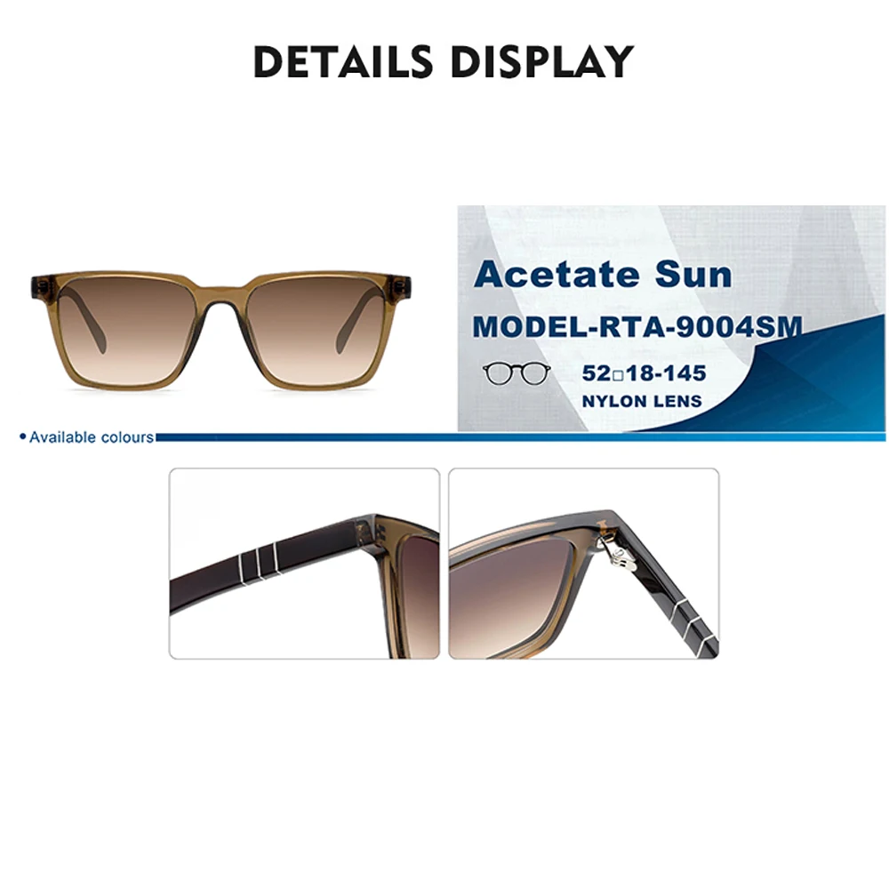 Vintage Square Designer Acetate Sunglasses with UV400  display picture 1