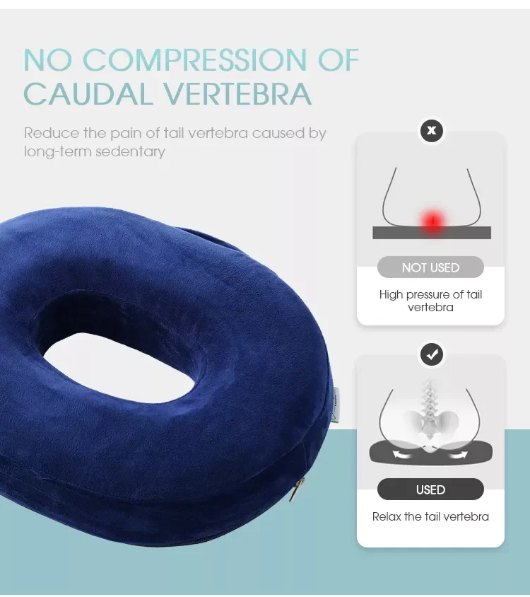 Customization Ergonomic Orthopedic Portable Memory Foam Anti-Bacteria Removable Washable Coccyx Seat Cushion for Car Office