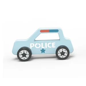 Unisex Montessori Educational Pretend Play Wooden Police Car Toys Nontoxic for 18 Months+ Children Fun Preschool Play Unisex