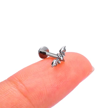 ASTM F136 Titanium Bat Shaped Threaded Top Labret Tragus Helix Ear Titanium Piercing